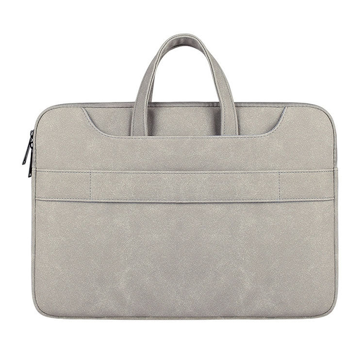 ST06S Waterproof PU Leather Zipper Hidden Portable Strap One-shoulder Handbag for 15.6 inch Laptops, with Magic Stick & Suitcase Belt (Light Grey) - 13.3 inch by PMC TechLife | Online Shopping South Africa | PMC TechLife | Buy Now Pay Later Mobicred