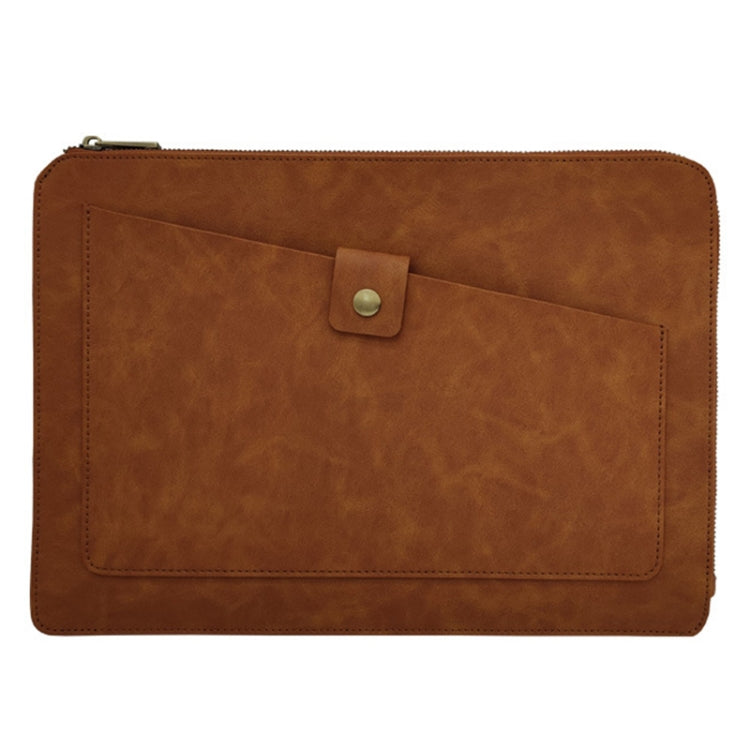 Universal Genuine Leather Business Zipper Laptop Tablet Bag For 12 inch and Below(Brown) - 12.1 inch by PMC TechLife | Online Shopping South Africa | PMC TechLife | Buy Now Pay Later Mobicred