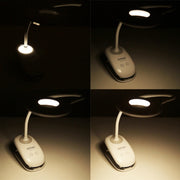 TGX-770 3-grade Brightness Touch Dimmer LED Desk Lamp, 28 LEDs Flexible Goose Neck Hollow Ring Design Eye Protection Light with Clip & Small Night Light Function
