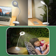 TGX-770 3-grade Brightness Touch Dimmer LED Desk Lamp, 28 LEDs Flexible Goose Neck Hollow Ring Design Eye Protection Light with Clip & Small Night Light Function