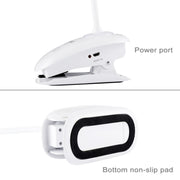 TGX-770 3-grade Brightness Touch Dimmer LED Desk Lamp, 28 LEDs Flexible Goose Neck Hollow Ring Design Eye Protection Light with Clip & Small Night Light Function