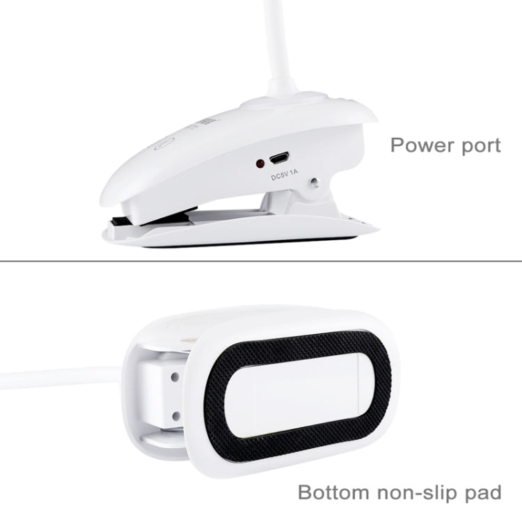 TGX-770 3-grade Brightness Touch Dimmer LED Desk Lamp, 28 LEDs Flexible Goose Neck Hollow Ring Design Eye Protection Light with Clip & Small Night Light Function
