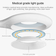 TGX-770 3-grade Brightness Touch Dimmer LED Desk Lamp, 28 LEDs Flexible Goose Neck Hollow Ring Design Eye Protection Light with Clip & Small Night Light Function