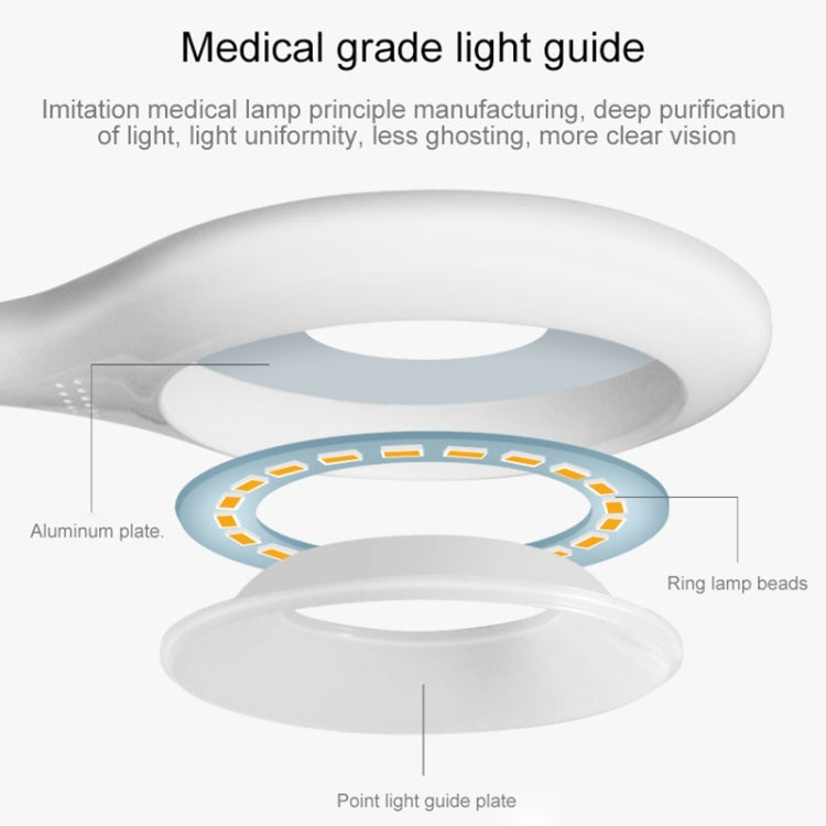 TGX-770 3-grade Brightness Touch Dimmer LED Desk Lamp, 28 LEDs Flexible Goose Neck Hollow Ring Design Eye Protection Light with Clip & Small Night Light Function