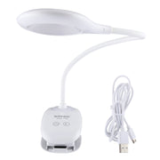 TGX-770 3-grade Brightness Touch Dimmer LED Desk Lamp, 28 LEDs Flexible Goose Neck Hollow Ring Design Eye Protection Light with Clip & Small Night Light Function