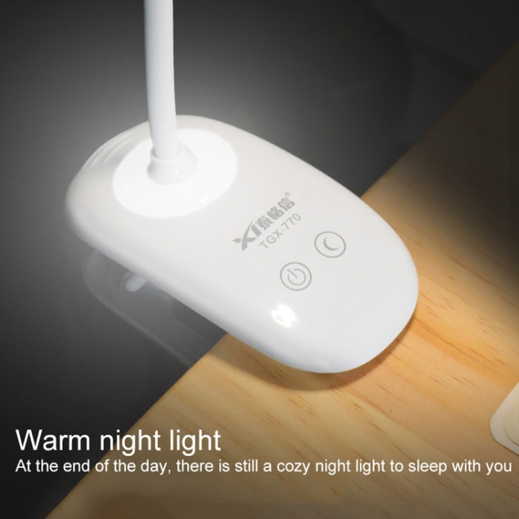 TGX-770 3-grade Brightness Touch Dimmer LED Desk Lamp, 28 LEDs Flexible Goose Neck Hollow Ring Design Eye Protection Light with Clip & Small Night Light Function - Desk Lamps by PMC TechLife | Online Shopping South Africa | PMC TechLife | Buy Now Pay Later Mobicred