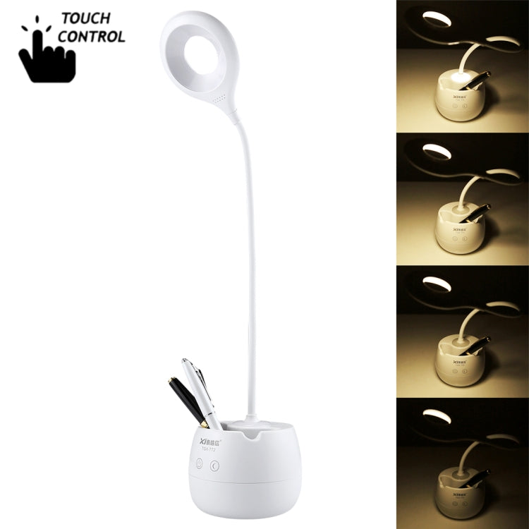 TGX-772 3-grade Brightness Touch Dimmer LED Desk Lamp, 28 LEDs Flexible Goose Neck Hollow Ring Design Eye Protection Light with Pen Holder / Small Night Light Function - Desk Lamps by PMC TechLife | Online Shopping South Africa | PMC TechLife | Buy Now Pay Later Mobicred