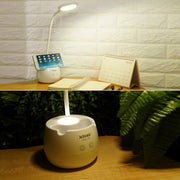 TGX-772 3-grade Brightness Touch Dimmer LED Desk Lamp, 28 LEDs Flexible Goose Neck Hollow Ring Design Eye Protection Light with Pen Holder / Small Night Light Function