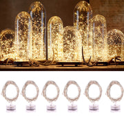 6 PCS Water-resistant Warm White Light Copper Wire Starry String Light , 20 LEDs 2700-2900K Rope Fairy Light For Party / Holiday, Length: 2m, DC 6V