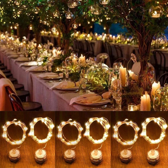 6 PCS Water-resistant Warm White Light Copper Wire Starry String Light , 20 LEDs 2700-2900K Rope Fairy Light For Party / Holiday, Length: 2m, DC 6V