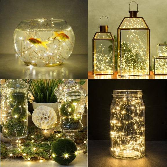 6 PCS Water-resistant Warm White Light Copper Wire Starry String Light , 20 LEDs 2700-2900K Rope Fairy Light For Party / Holiday, Length: 2m, DC 6V