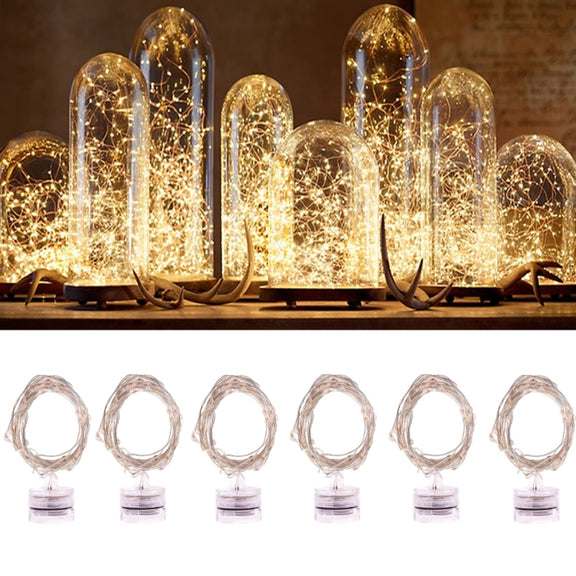 6 PCS Water-resistant Warm White Light Copper Wire Starry String Light , 20 LEDs 2700-2900K Rope Fairy Light For Party / Holiday, Length: 2m, DC 6V