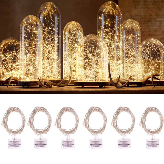 6 PCS Water-resistant Warm White Light Copper Wire Starry String Light , 20 LEDs 2700-2900K Rope Fairy Light For Party / Holiday, Length: 2m, DC 6V