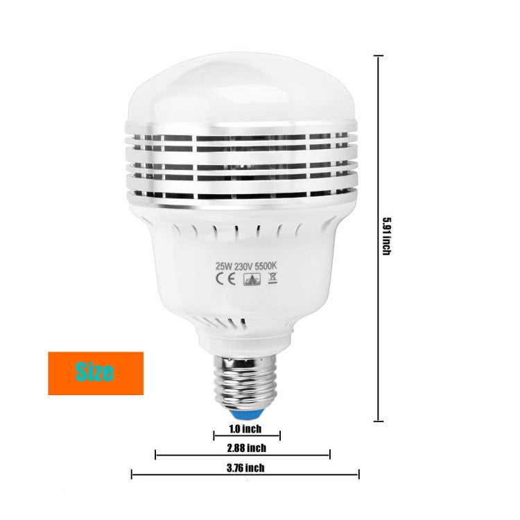 MANTOO PGL25 25W 120V 5500K 2990LM LED Light Bulb for Photography Lighting