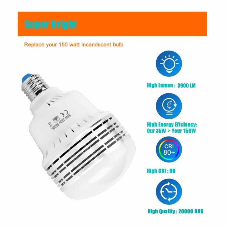 MANTOO PGL35 35W 120V 5500K 3900LM LED Light Bulb for Photography Lighting - free shipping - PMC Jewellery - Order now!