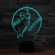 Baseball Sport Shape 3D Colorful LED Vision Light Table Lamp, Crack Remote Control Version