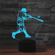 Playing Baseball Shape 3D Colorful LED Vision Light Table Lamp, Crack Remote Control Version