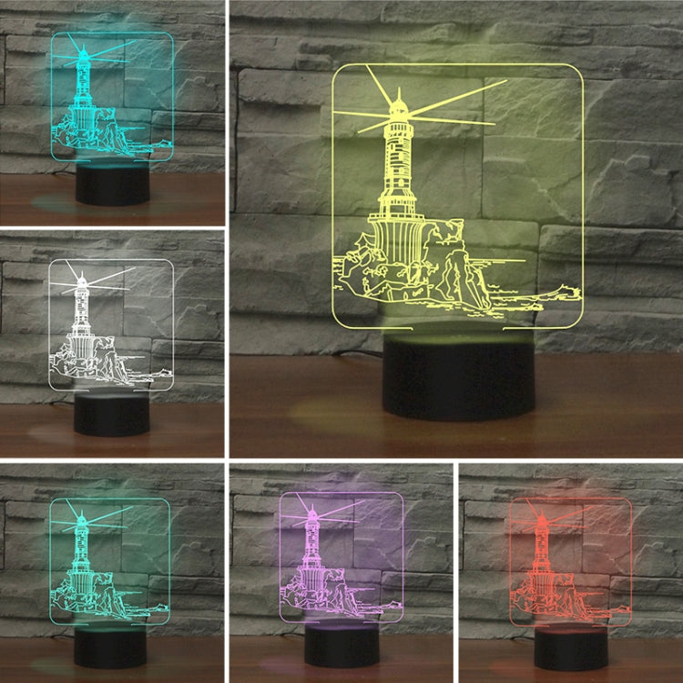 Lighthouse Shape 3D Colorful LED Vision Light Table Lamp, Charging Touch Version