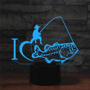 Fishing Shape 3D Colorful LED Vision Light Table Lamp, Charging Touch Version