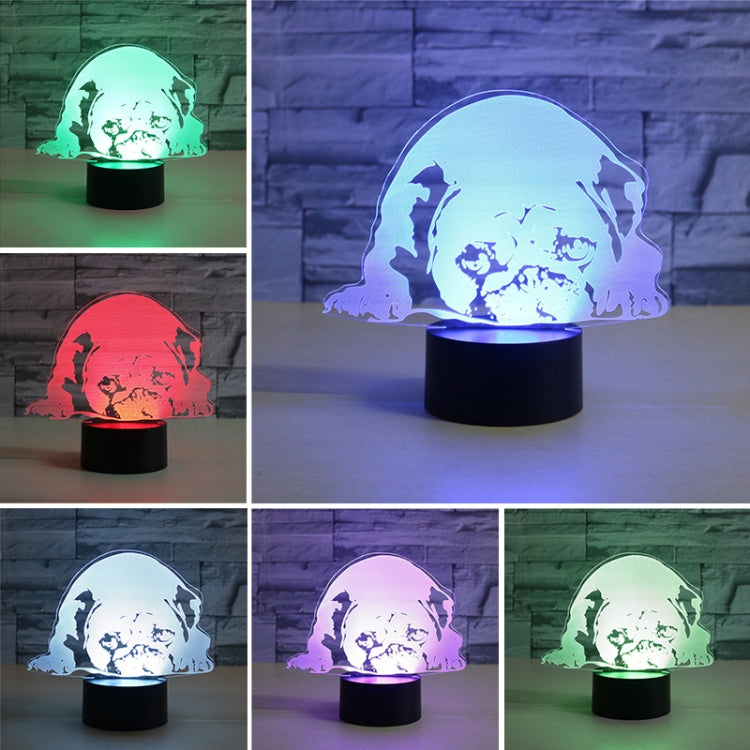 Prostrated Dog Shape 3D Colorful LED Vision Light Table Lamp, USB Touch Version