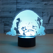 Prostrated Dog Shape 3D Colorful LED Vision Light Table Lamp, USB & Battery Version