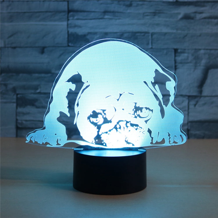 Prostrated Dog Shape 3D Colorful LED Vision Light Table Lamp, USB & Battery Version