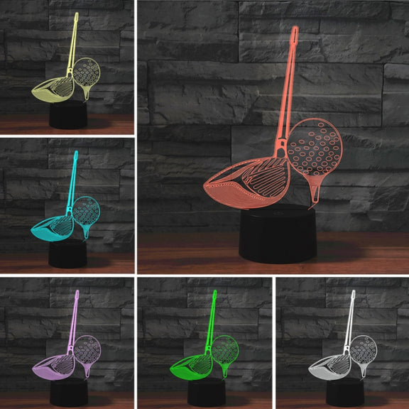 Golf Shape 3D Colorful LED Vision Light Table Lamp, Crack Remote Control Version