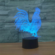 Cock Shape 3D Colorful LED Vision Light Table Lamp, Crack Remote Control Version