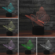 Butterfly Shape 3D Colorful LED Vision Light Table Lamp, Crack Remote Control Version