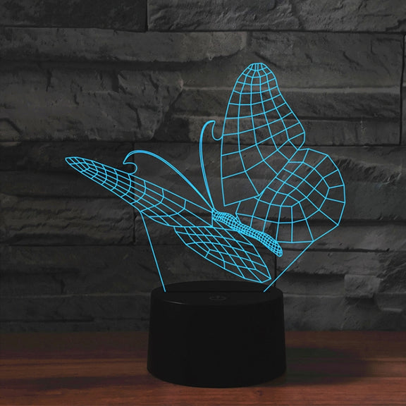 Butterfly Shape 3D Colorful LED Vision Light Table Lamp, Crack Remote Control Version