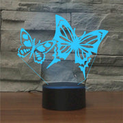 Two Butterflies Shape 3D Colorful LED Vision Light Table Lamp, Crack Remote Control Version