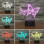 Two Butterflies Shape 3D Colorful LED Vision Light Table Lamp, Crack Remote Control Version