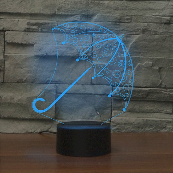 Umbrella Shape 3D Colorful LED Vision Light Table Lamp, Crack Touch Version