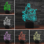 Motorcycle Shape 3D Colorful LED Vision Light Table Lamp, USB & Battery Version