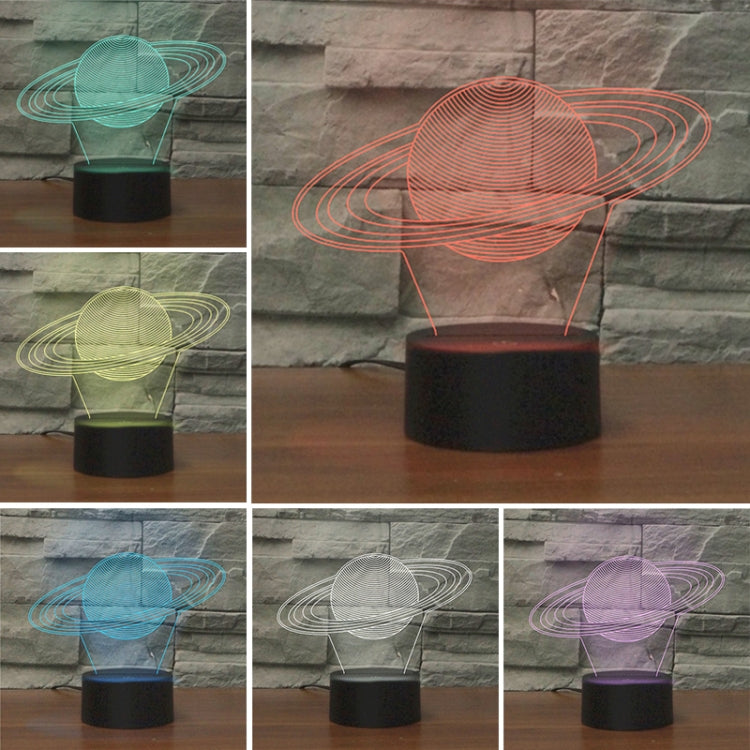 Saturn Shape 3D Colorful LED Vision Light Table Lamp, Charging Touch Version