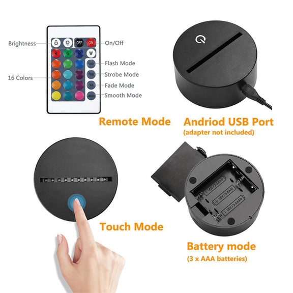 Excavator Shape 3D Colorful LED Vision Light Table Lamp, 16 Colors Remote Control Version