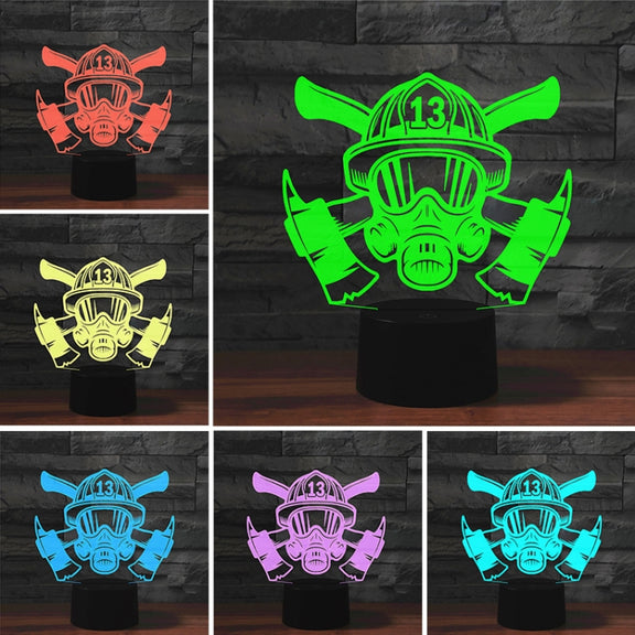 Fire Fighting Shape 3D Colorful LED Vision Light Table Lamp, Crack Remote Control Version
