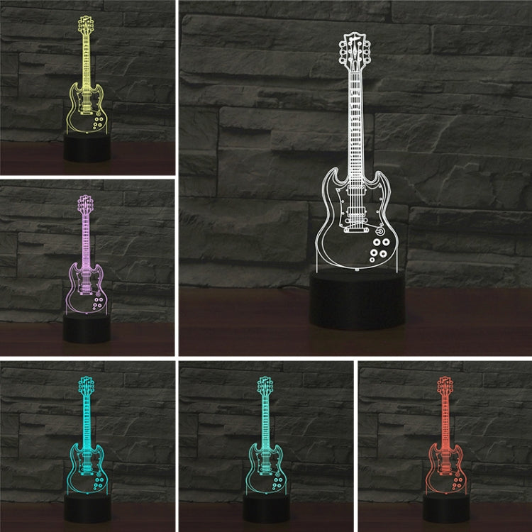 Five-string Guitar Shape 3D Colorful LED Vision Light Table Lamp, 16 Colors Remote Control Version