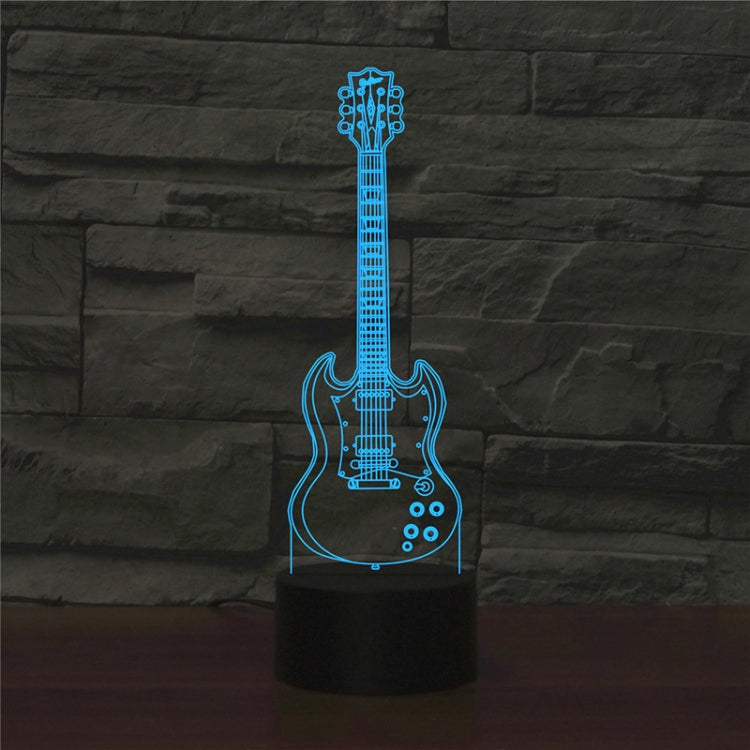 Five-string Guitar Shape 3D Colorful LED Vision Light Table Lamp, Charging Touch Version