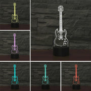 Five-string Guitar Shape 3D Colorful LED Vision Light Table Lamp, Crack Remote Control Version