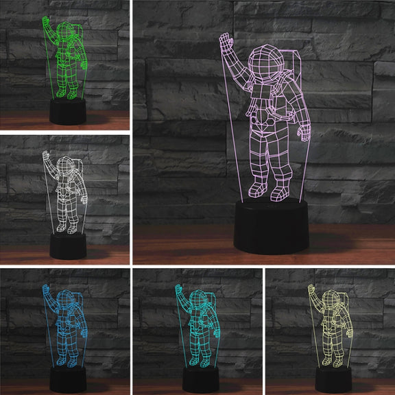 Astronaut Shape 3D Colorful LED Vision Light Table Lamp, Crack Remote Control Version