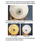 15cm Touch Control 3D Print Moon Lamp, USB Charging White + Yellow Light Color Changing LED Energy-saving Night Light with Wooden Holder Base