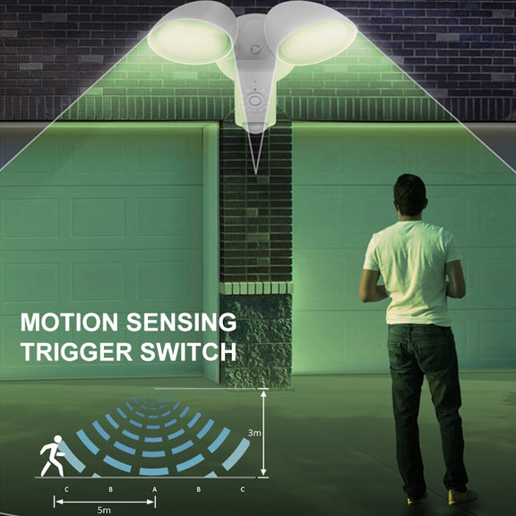 20W LED Smart Sensor Outdoor Floodlight with 1080P Security Camera, 3000K Warm Light (White)