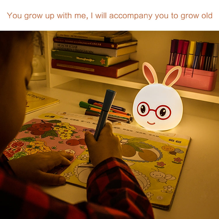 Smiling Rabbit Creative Touch 3D LED Decorative Night Light, USB Charging Version (Pink)