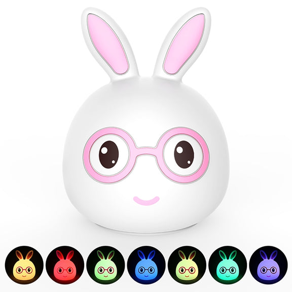 Smiling Rabbit Creative Touch 3D LED Decorative Night Light, USB Charging Version (Pink)