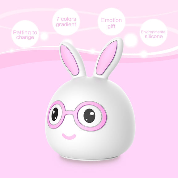 Smiling Rabbit Creative Touch 3D LED Decorative Night Light, USB Charging Version (Pink)