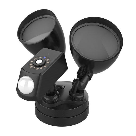 20W LED Smart Sensor Outdoor Floodlight with 1080P Security Camera, 4000K White Light (Black)