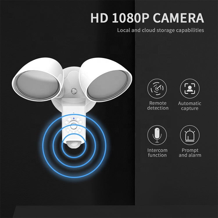 20W LED Smart Sensor Outdoor Floodlight with 1080P Security Camera, 4000K White Light (White)