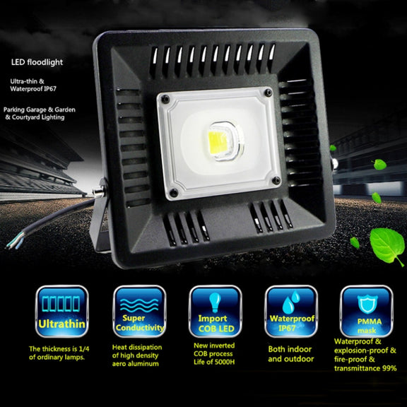 30W Water-resistant 3000K Warm White Light LED Floodlight Lamp, Luminous Flux: > 2400LM, PF > 0.9, RA > 80, AC 90-140V