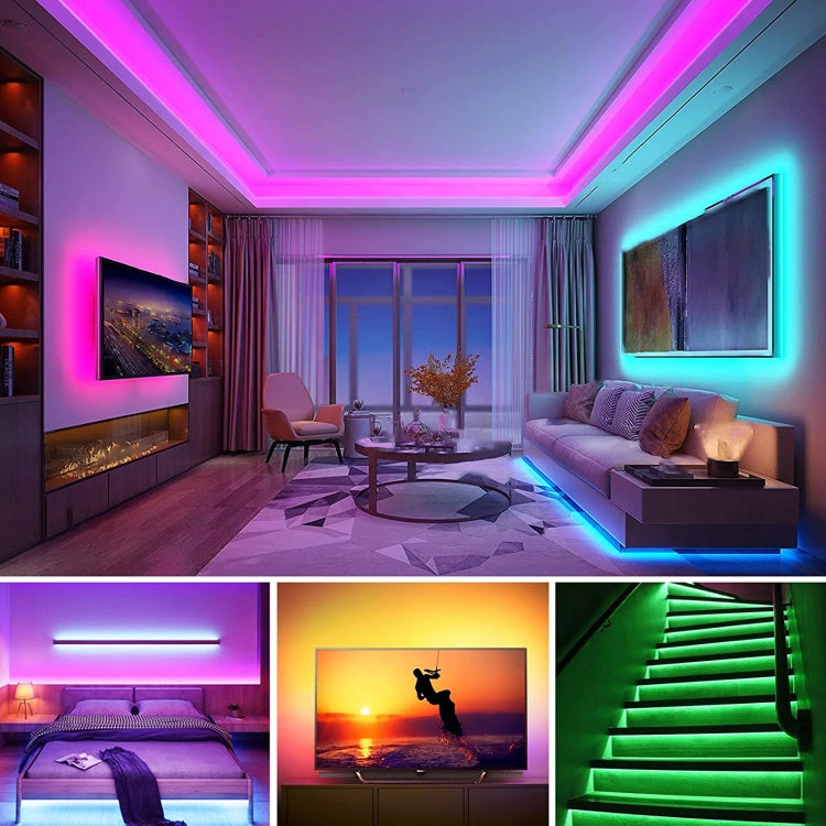 Bare Board 5050 SMD RGB LED Rope Light, 30 LED/m, Length: 2m, 12V 2A 100-240V, with 24-key Remote Control(EU Plug)